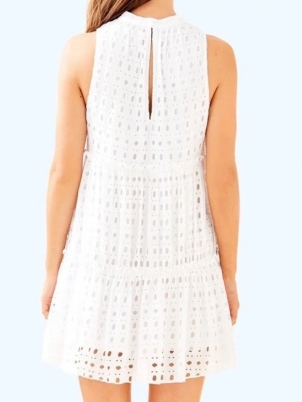 Lilly Pulitzer White Eyelet Tiered Halter Swing Dress size small beach vacation - Picture 3 of 4